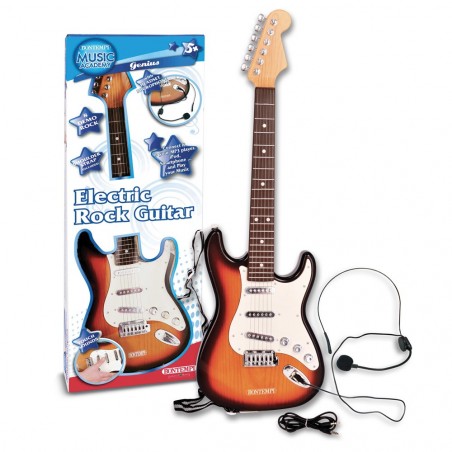 BONTEMPI GENIUS CHITARRA ELETTRICA, CORDE IN ACCIAIO E CUFFIE CON MICROFONO, ETA' 5+