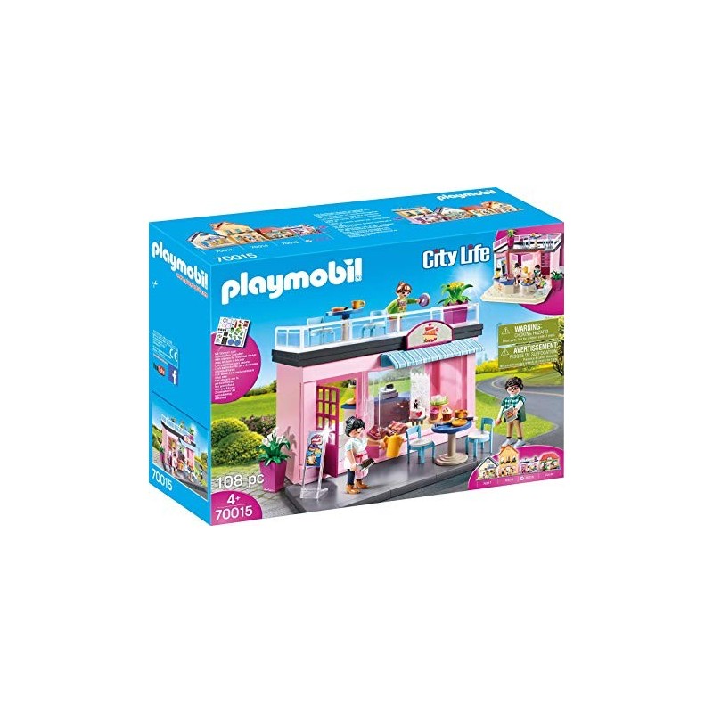 Playmobil 70015 - My Little Town Bar linea city life con adesivi per personalizzare il tuo stile età 4+ 108 pezzi