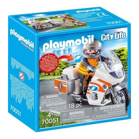 Playmobil Moto pronto soccorso 70051 linea city life 18 pezzi 4anni+ 