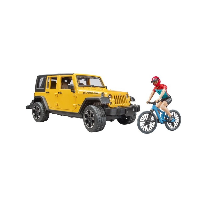 BRUDER 02543 JEEP WRANGLER RUBICON GIALLA PORTA BICI , ANNI 4+