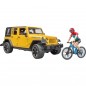 BRUDER 02543 JEEP WRANGLER RUBICON GIALLA PORTA BICI , ANNI 4+