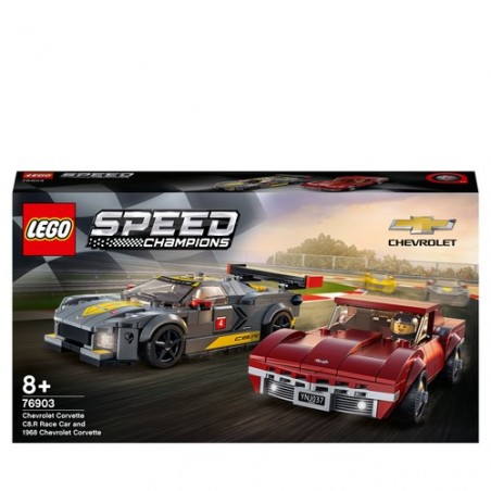 LEGO SPEED CHAMPION 76903, CHEVROLET CORVETTE C8R E CHEVROLET CORVETTE 1968, ANNI 8+
