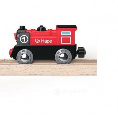 HAPE LOCOMOTIVA ROSSA A BATTERIA, ANNI 3+