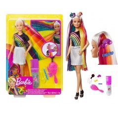 BARBIE CAPELLI ARCOBALENO GLITTER, ANNI 5+