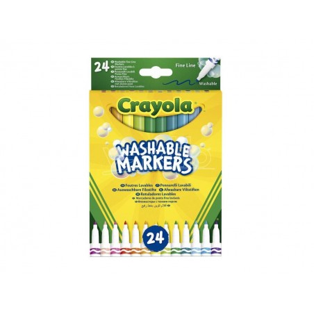 CRAYOLA PENNARELLI LAVABILI, 24 PENNARELLI A PUNTA FINE, ANNI 3+