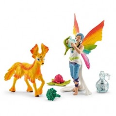 SCHLEICH BAYALA ELFO ARCOBALENO DUNYA CON PULEDRO CODICE 41438 STATUINE DIPINTE A MANO COMBINABILI ETA' 3+