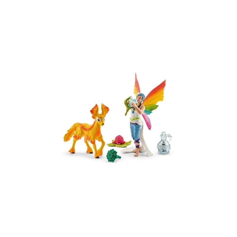 SCHLEICH BAYALA ELFO ARCOBALENO DUNYA CON PULEDRO CODICE 41438 STATUINE DIPINTE A MANO COMBINABILI ETA' 3+