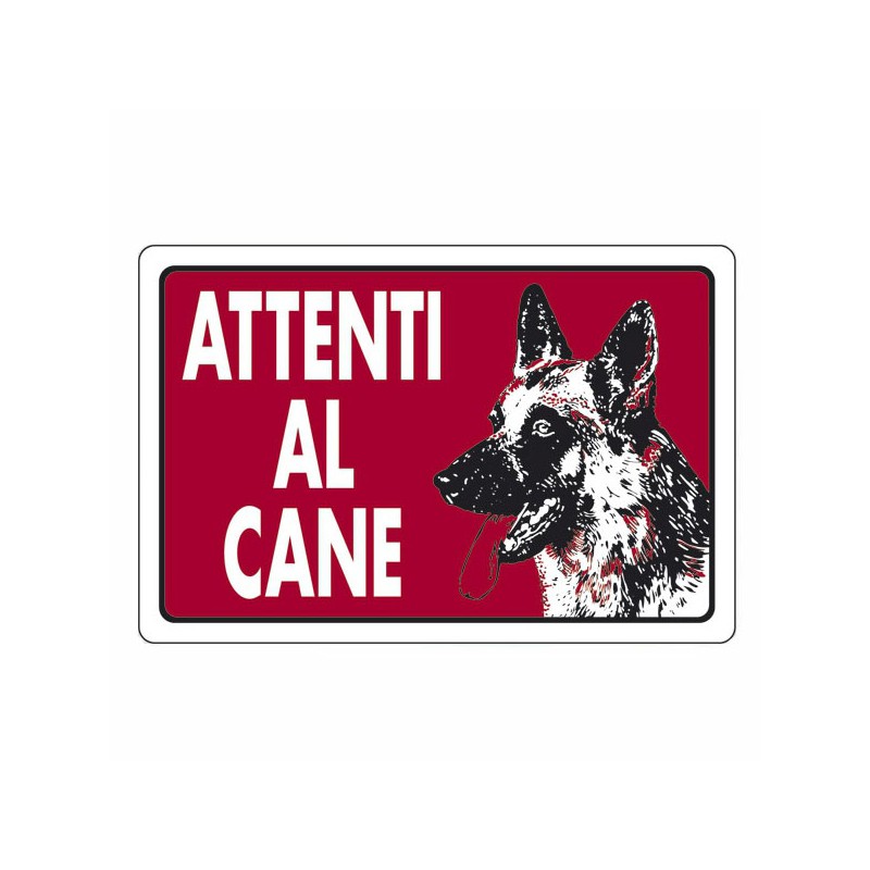 CARTELLO ATTENTI AL CANE          18x 12 ALLUMINIO