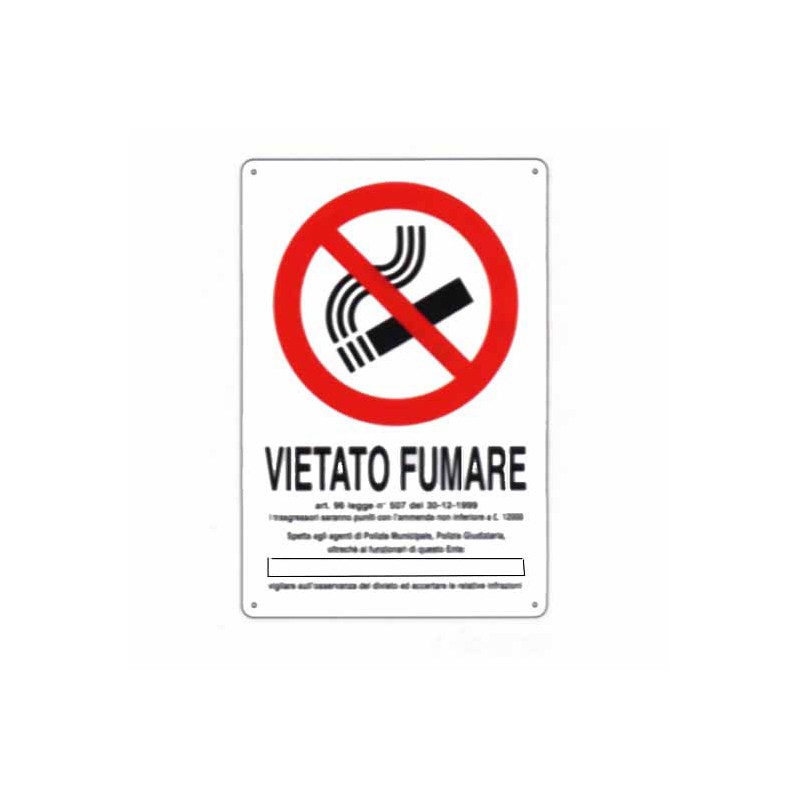 CARTELLO VIETATO FUMARE DL        20x 30 ALLUMINIO