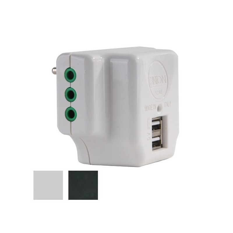 ADATTATORE TRIPLO 10A+T USB BIANCO       87800 FME