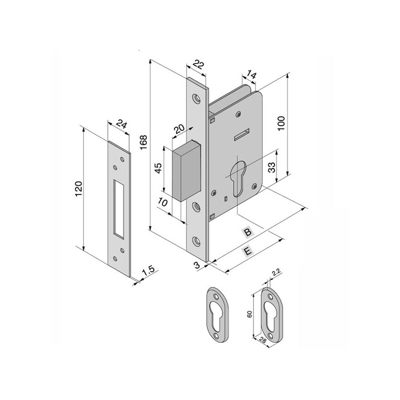 SERRATURA INF.LEGNO              020.70.00.0 WELKA