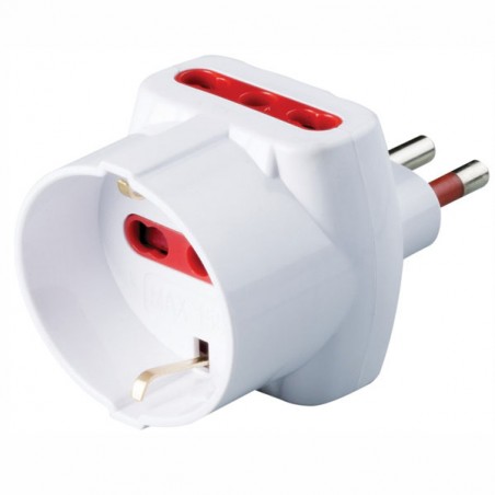 ADATTATORE TRIPLO SICUREZZA 10A+T SK BIANCO   ROSI