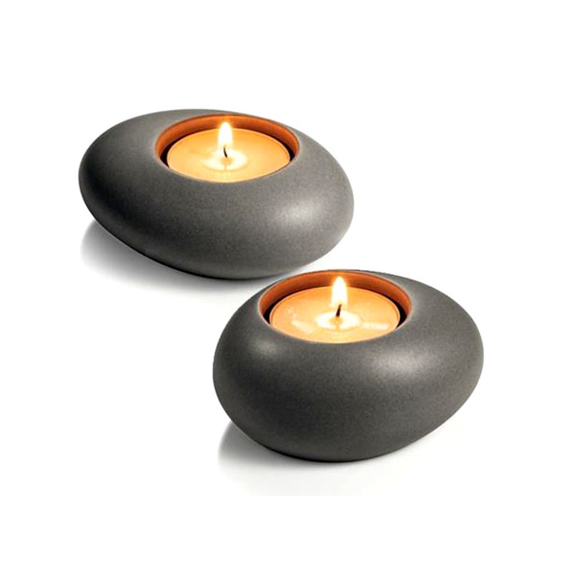 SUPPORTO TEALIGHT STONE GRIGIO  Pz 2 FANCY TESCOMA