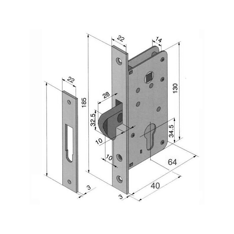 SERRATURA INF.LEGNO              026.40.00.0 WELKA