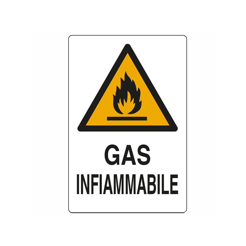 CARTELLO GAS INFIAMMABILE         20x 30 ALLUMINIO