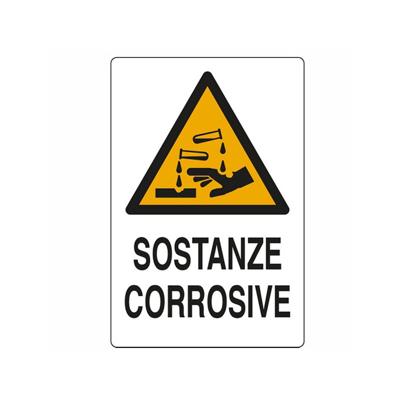 CARTELLO SOSTANZE CORROSIVE       20x 30 ALLUMINIO