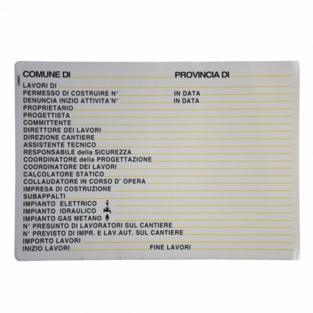 CARTELLO CONCESSIONE EDILIZIA     98x 68 PLASTICA