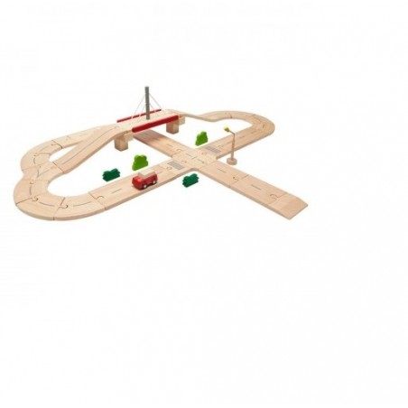 PLAN TOYS SISTEMA STRADALE IN LEGNO, ANNI 3+