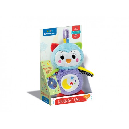 CLEMENTONI BABY GOODNIGHT OWL, GUFO PELUCHE DELLA BUONA NOTTE, 0-3 ANNI+.