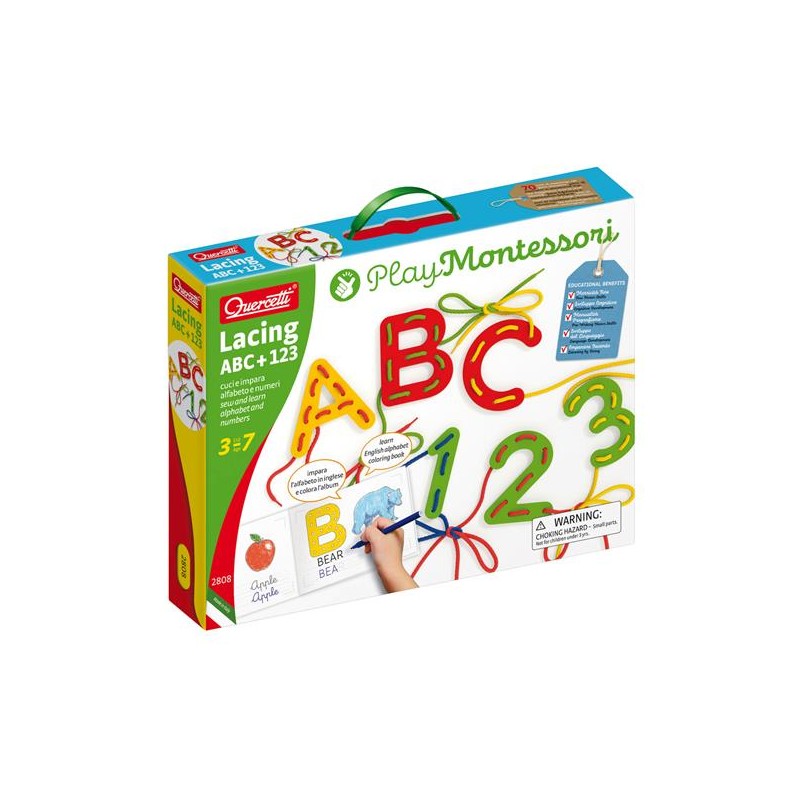 QUERCETTI MONTESSORI, LACING ABC+123, ANNI 3-7