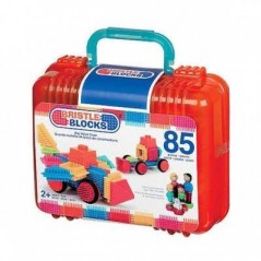 VALIGETTA set di COSTRUZIONI A PETTINE con 85 pezzi BRISTLE BLOCKS famiglia inclusa IN PLASTICA età 2+