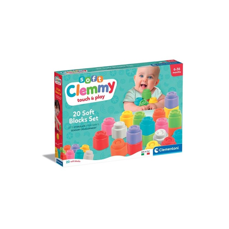 CLEMENTONI CLEMMY SOFT, COSTRUZIONI 20 PEZI, MESI 6-36