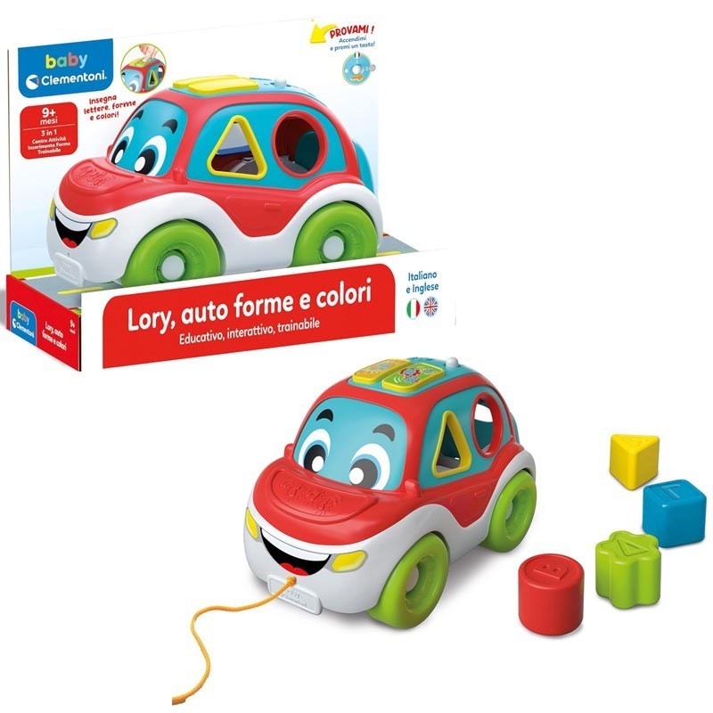 CLEMENTONI BABY, LORY AUTO FORME E COLORI, MESI 9+