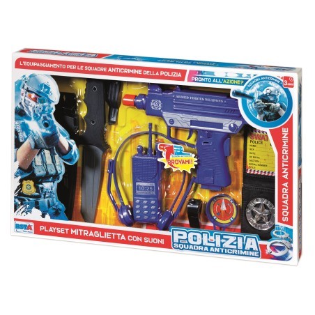 RSTOYS 11709 - PLAYSET POLIZIA MITRAGLIETTA E ACCESSORI CON SUONI