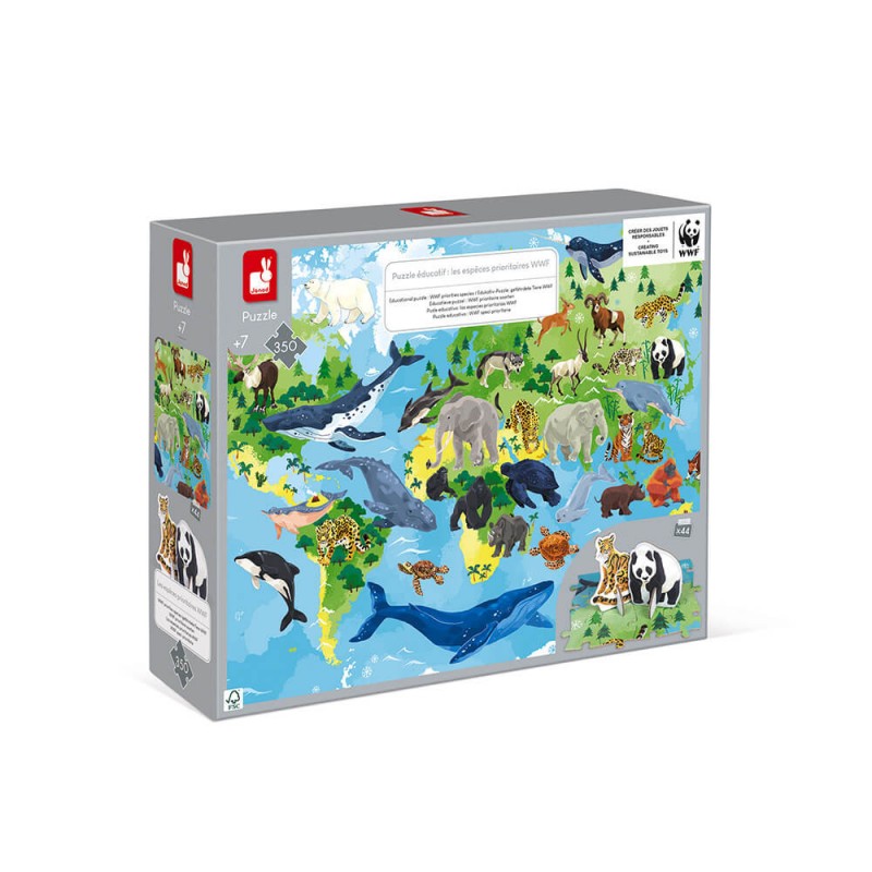 JANOD PUZZLE ANIMALI DEL MONDO WWF, ANNI 7+