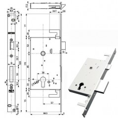 SERRATURA INFILARE FERRO TRIPLICE    89B85 MOTTURA