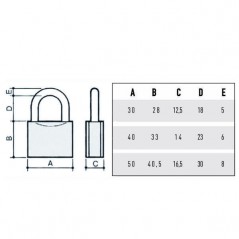 LUCCHETTO OTTONE mm 30 ARCO INOX      2700M POTENT