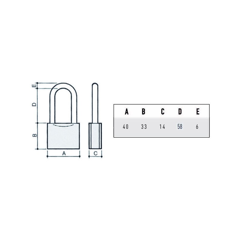 LUCCHETTO OTTONE mm 40 ARCO INOX LUNG.2700M POTENT