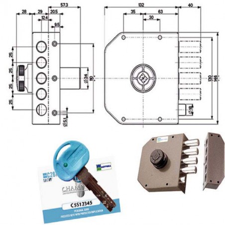 SERRATURA SIC.SEMPLICE DX POMPA      30611 MOTTURA