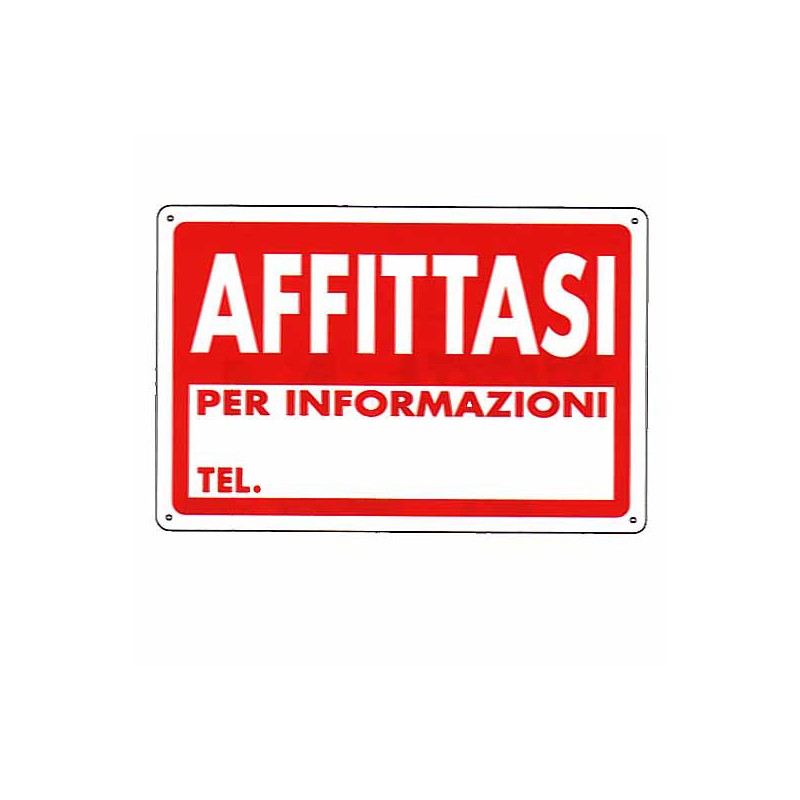 CARTELLO AFFITTASI                30x 20 PLASTICA