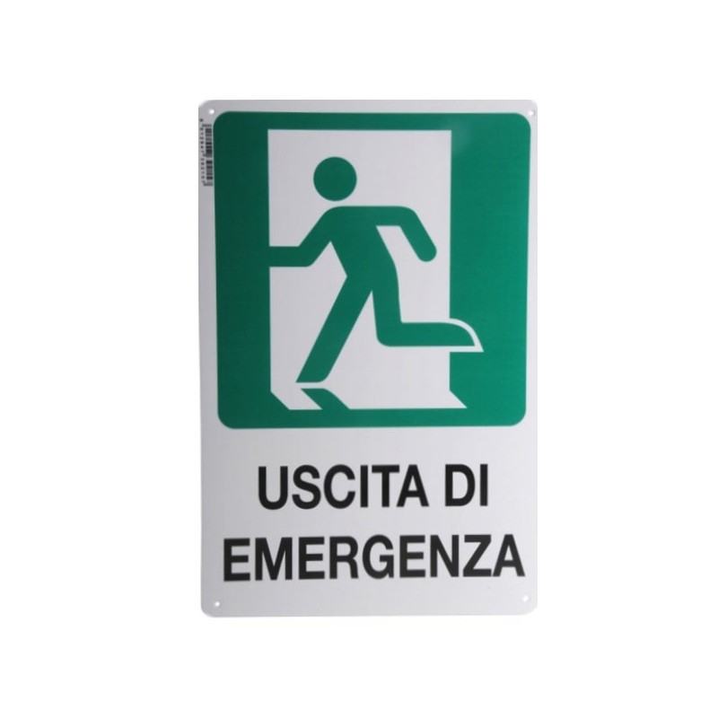 CARTELLO USCITA EMERGENZA SX      20x 30 PLASTICA