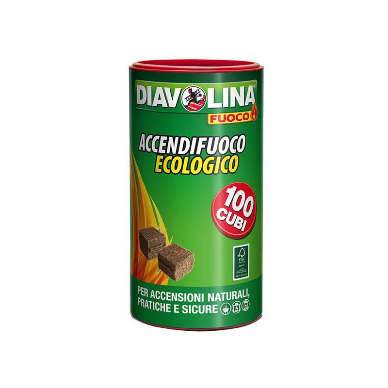 ACCENDITORE CUBETTI ECOLOGICO     Pz 100 DIAVOLINA
