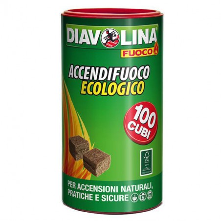 ACCENDITORE CUBETTI ECOLOGICO     Pz 100 DIAVOLINA