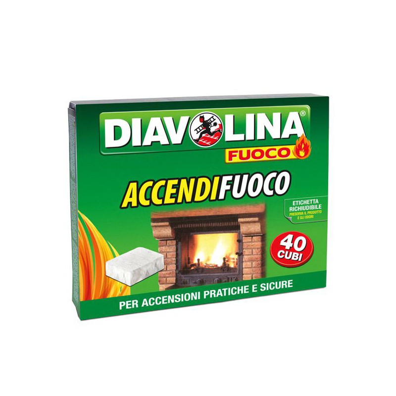 ACCENDITORE CUBETTI FUOCO Pz 40 DIAVOLINA ACCENDITORE CUBETTI FUOCO Pz 40 DIAVOLINA