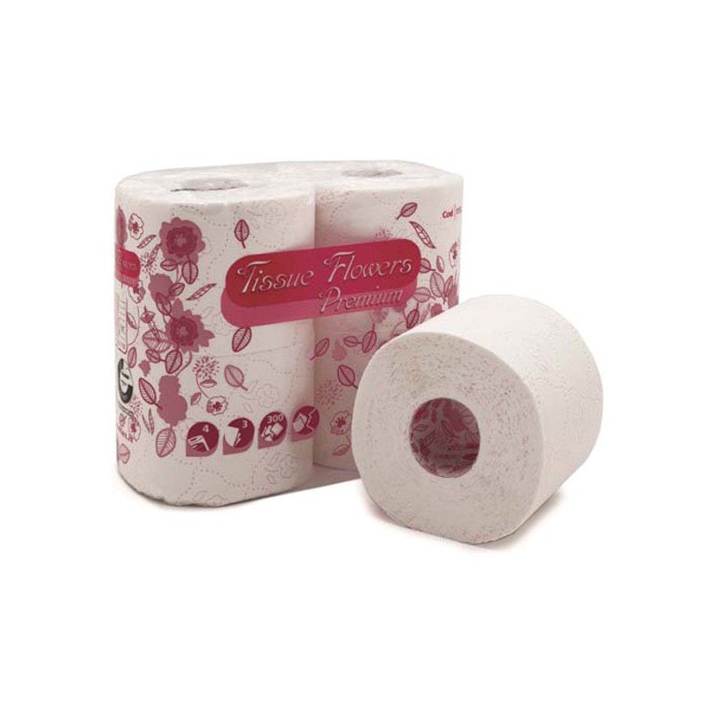 CARTA IGIENICA 3V FLOWERS PREMIUM      Pz 4 CELTEX