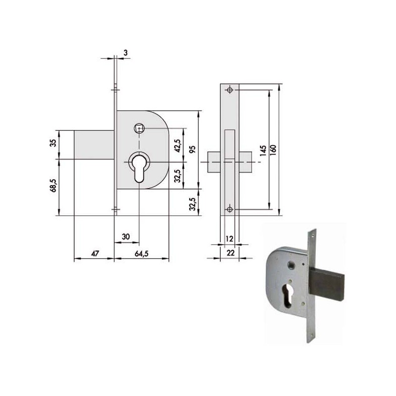 SERRATURA INFILARE FERRO           42212-30-0 CISA