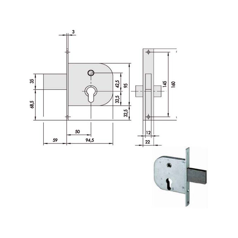 SERRATURA INFILARE FERRO           42312-50-0 CISA