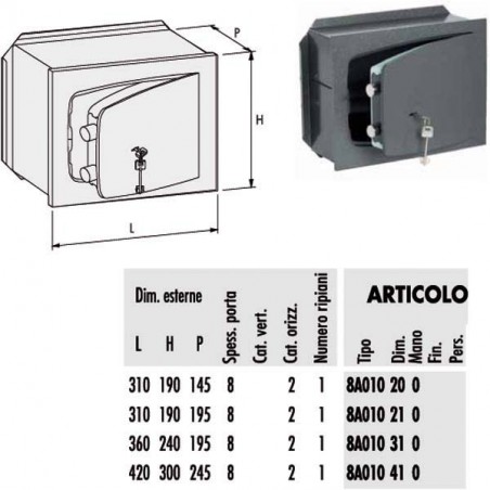 CASSAFORTE CHIAVE 420x300 p.195 8A010.40 CISA