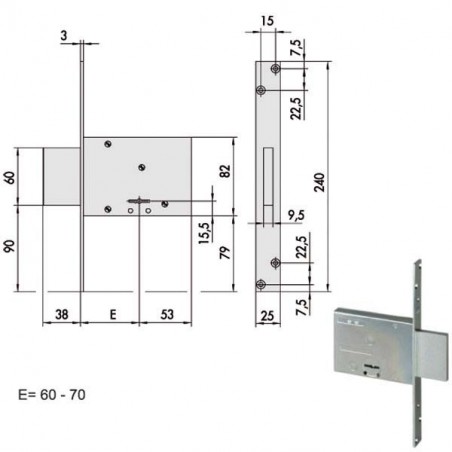SERRATURA INFILARE FERRO           57013-50-A CISA