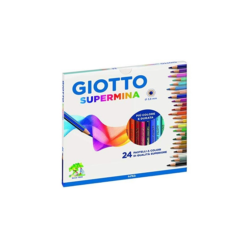 GIOTTO SUPERMINA, 24 MATITE COLORATE, PIU' COLORE E DURATA, 3,8MM